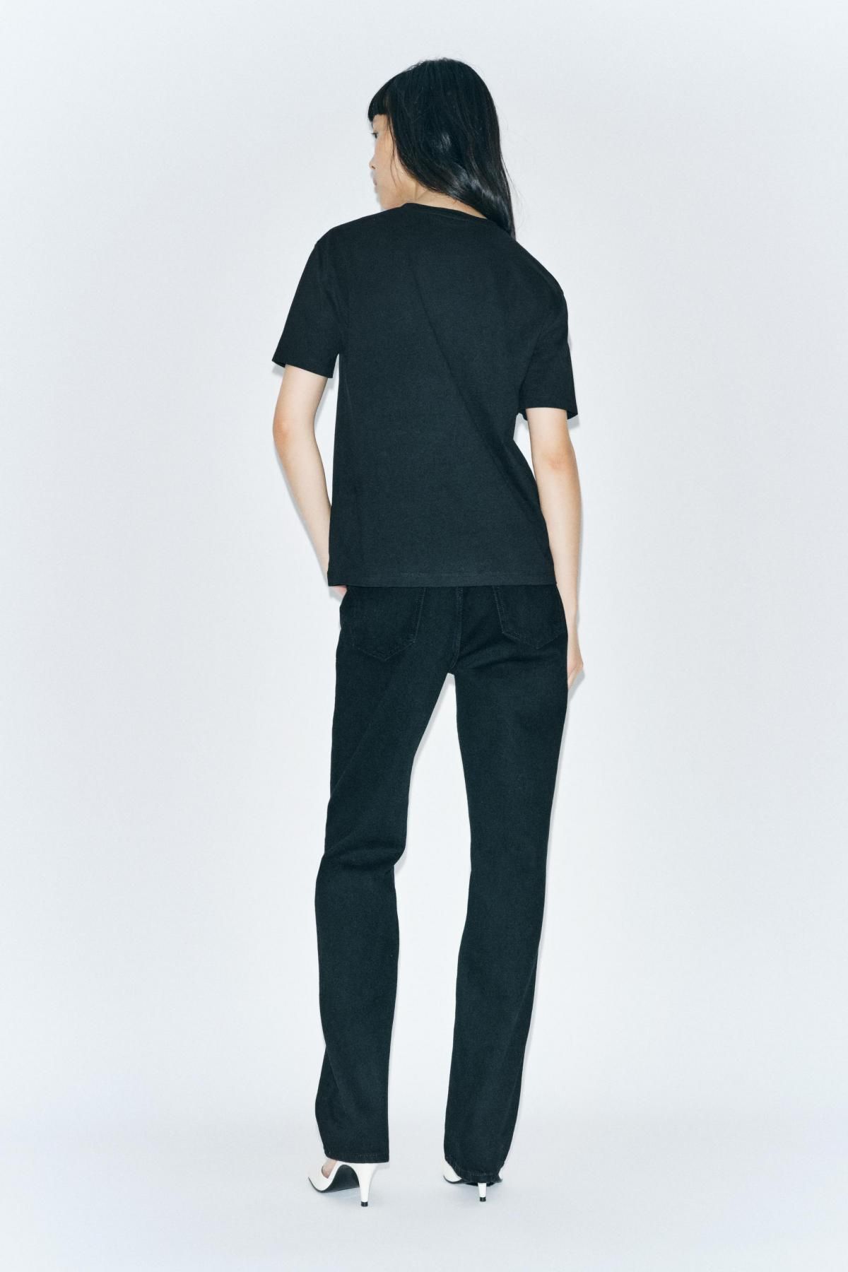 자라 베이직 코튼 반팔 티셔츠 3253/320 BLACK - 상세 이미지 5