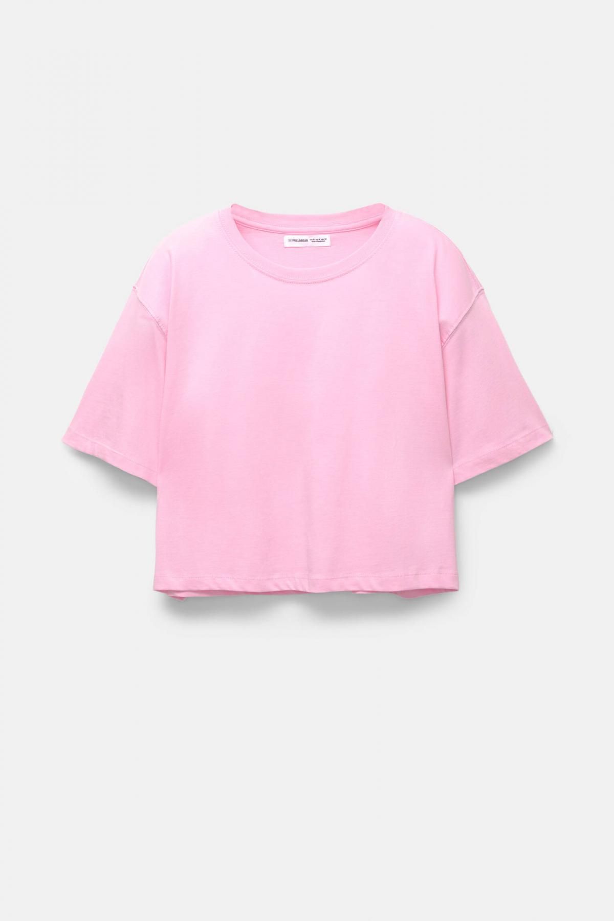 풀앤베어 크롭 라운드넥 베이직 반팔 티셔츠 3245/390 PINK - 상품 이미지