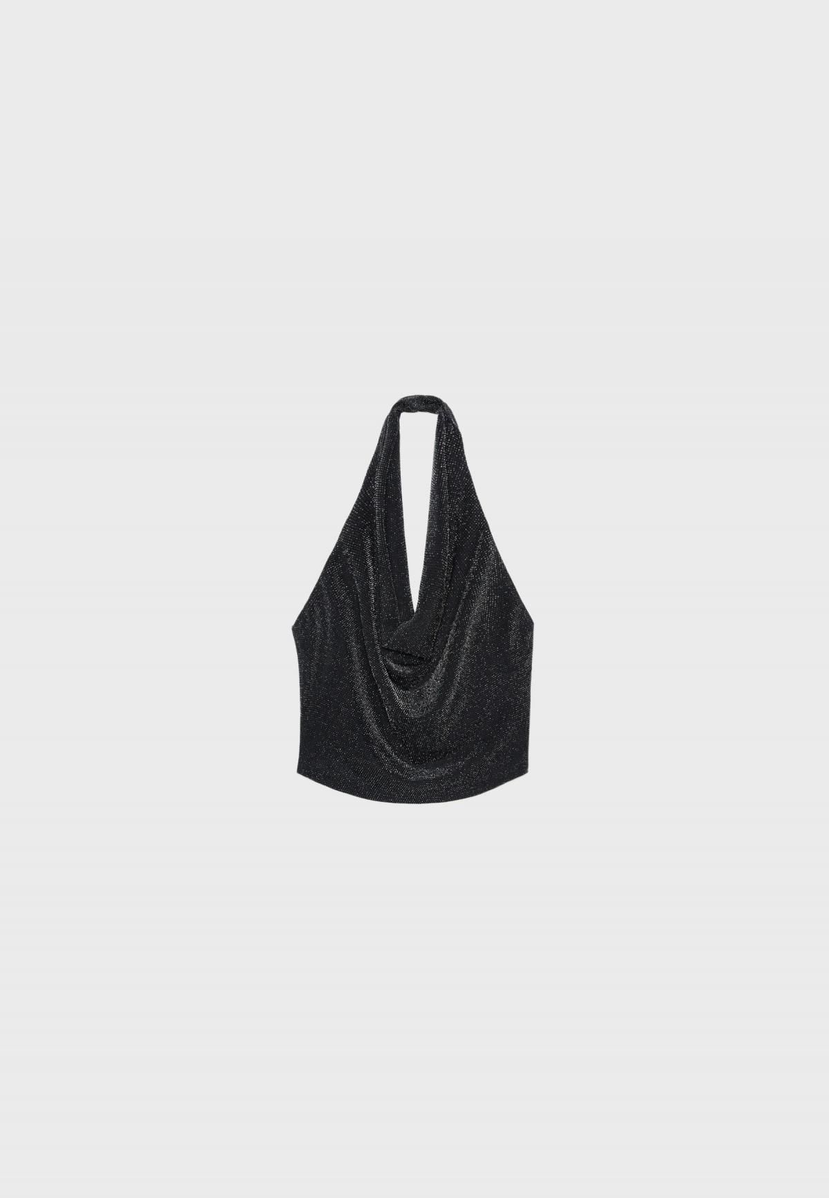 스트라디바리우스 샤이니 홀터넥 민소매 탑 2597/639 BLACK - 상품 이미지