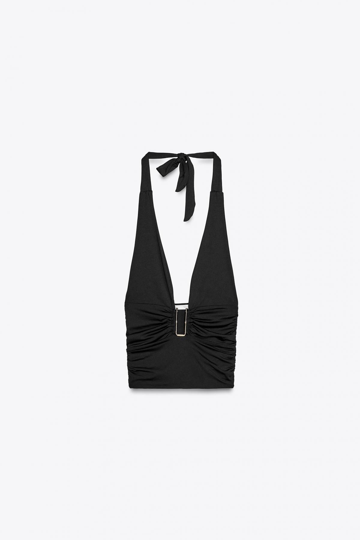 자라 메탈 디테일 드레이프 홀터넥 탑 1026/625 BLACK - 메인 이미지