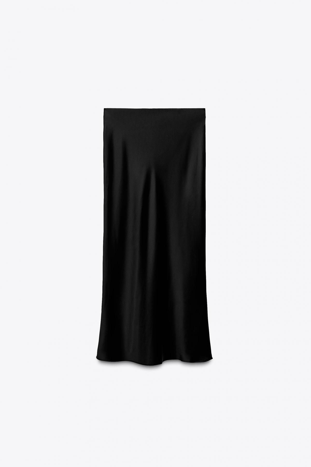 자라 새틴 미디 스커트 2157/252 BLACK - 상세 이미지 5