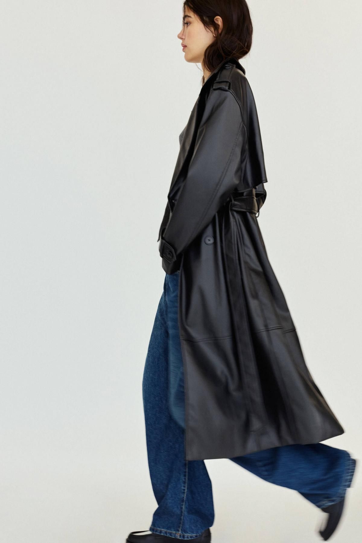 풀앤베어 테크니컬 레더 벨트 트렌치코트 3752/325 BLACK - 상세 이미지 2