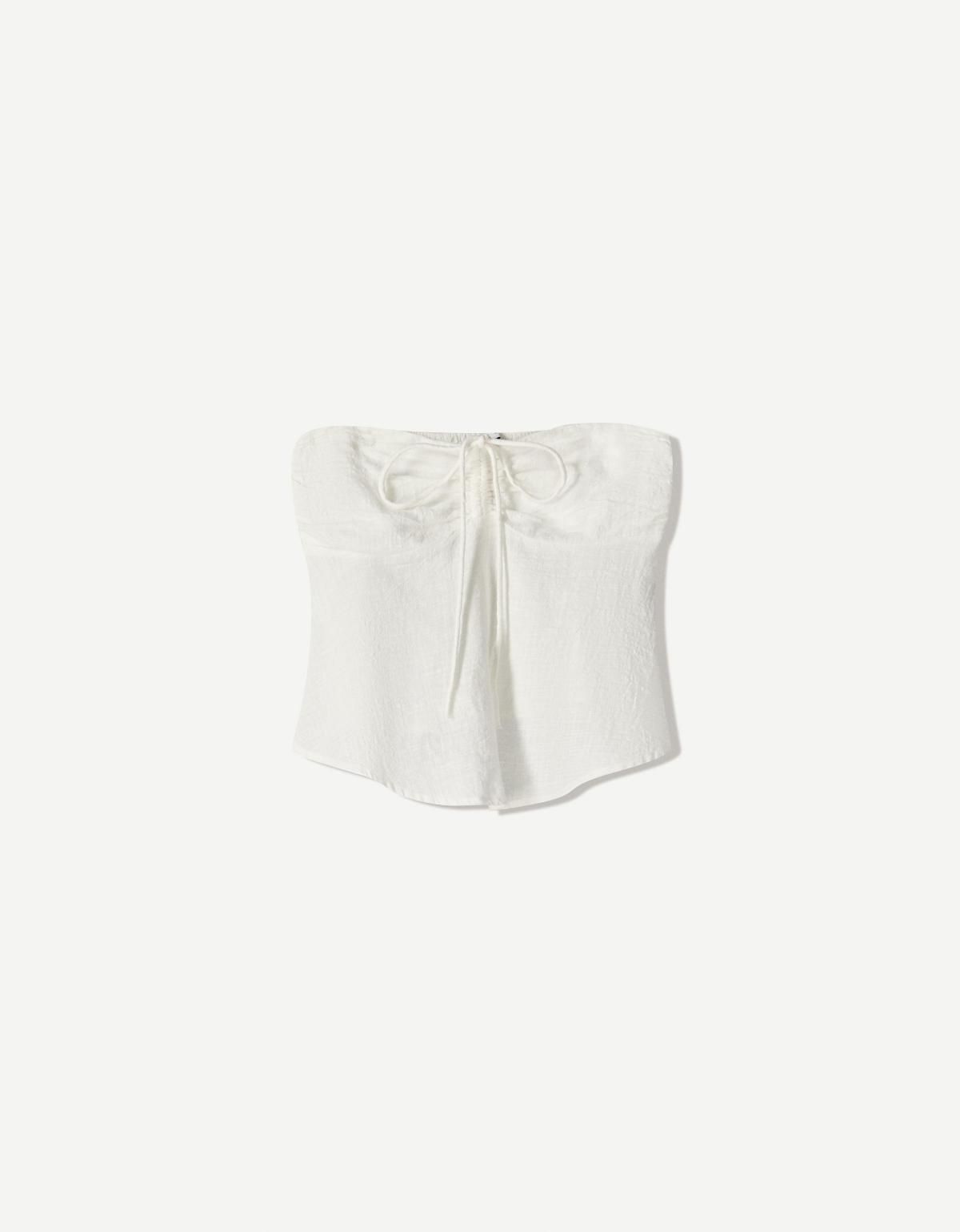 버쉬카 러스틱 오프숄더 크롭 뷔스티에 탑 8803/494 WHITE - 상품 이미지