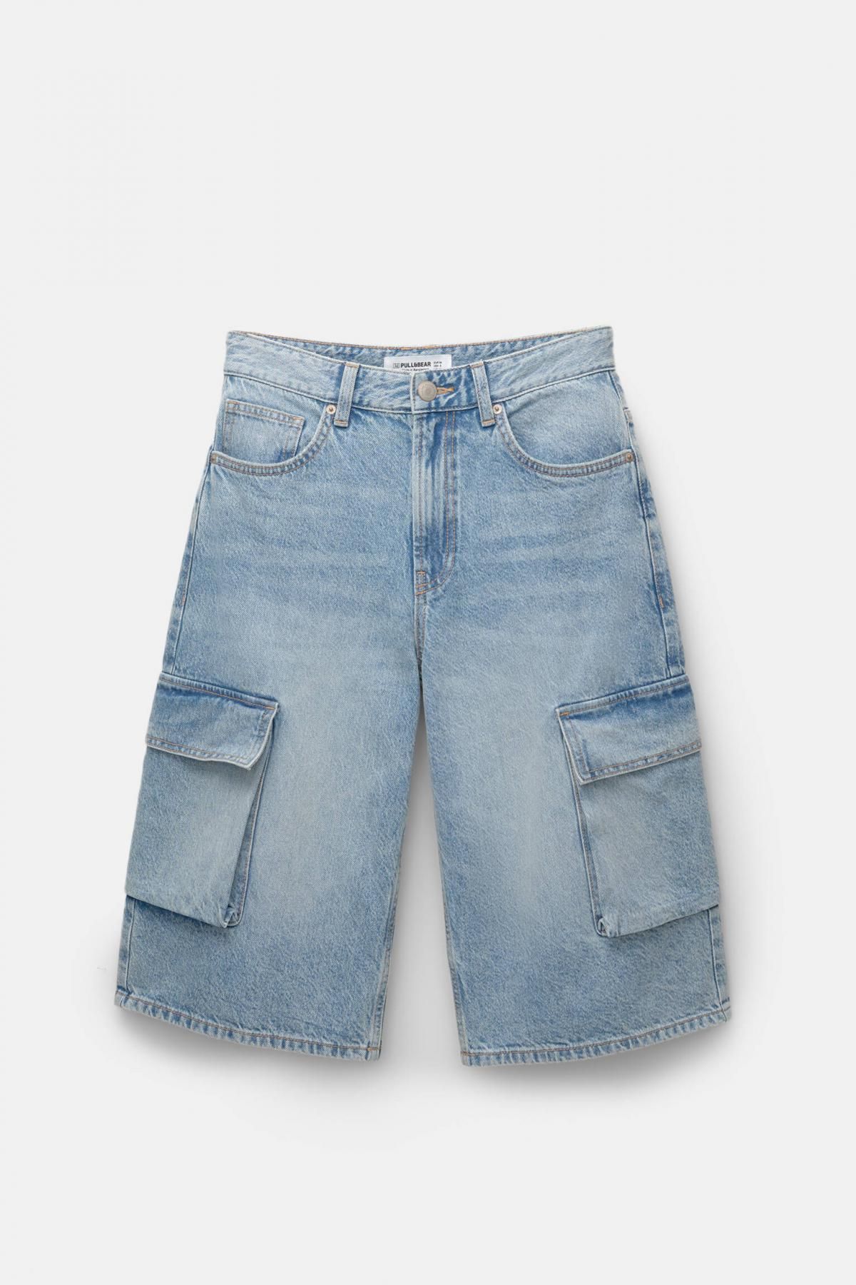 풀앤베어 데님 카고 버뮤다 반바지 3687/332 PALE BLUE - 상품 이미지