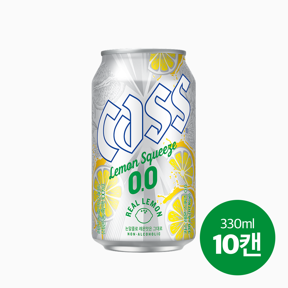 네이버 오비맥주 브랜드스토어 카스 레몬 스퀴즈 제로 330ml 10개