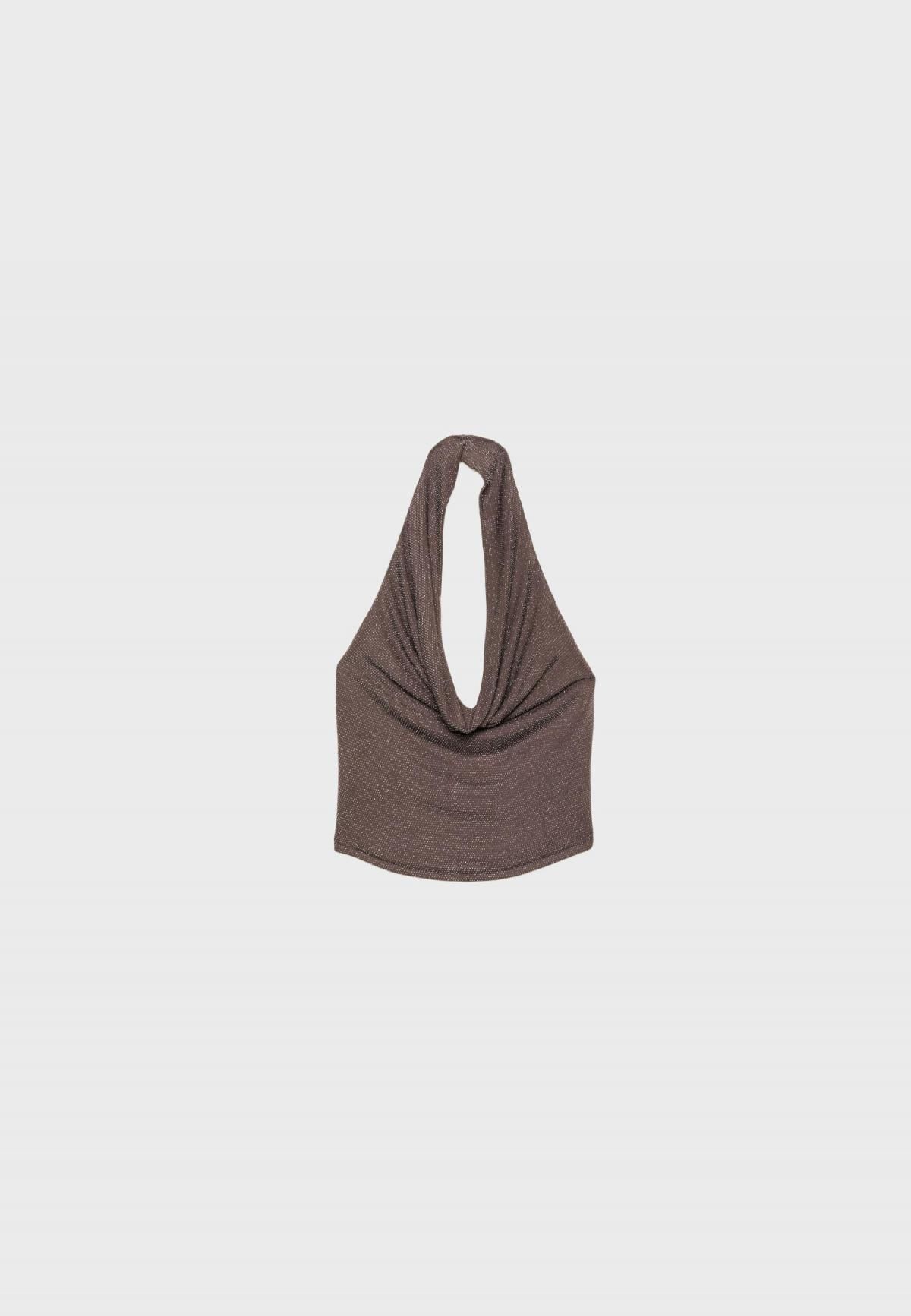 스트라디바리우스 쉬머리 글리터 홀터넥 민소매 탑 2597/639 BROWN - 상품 이미지