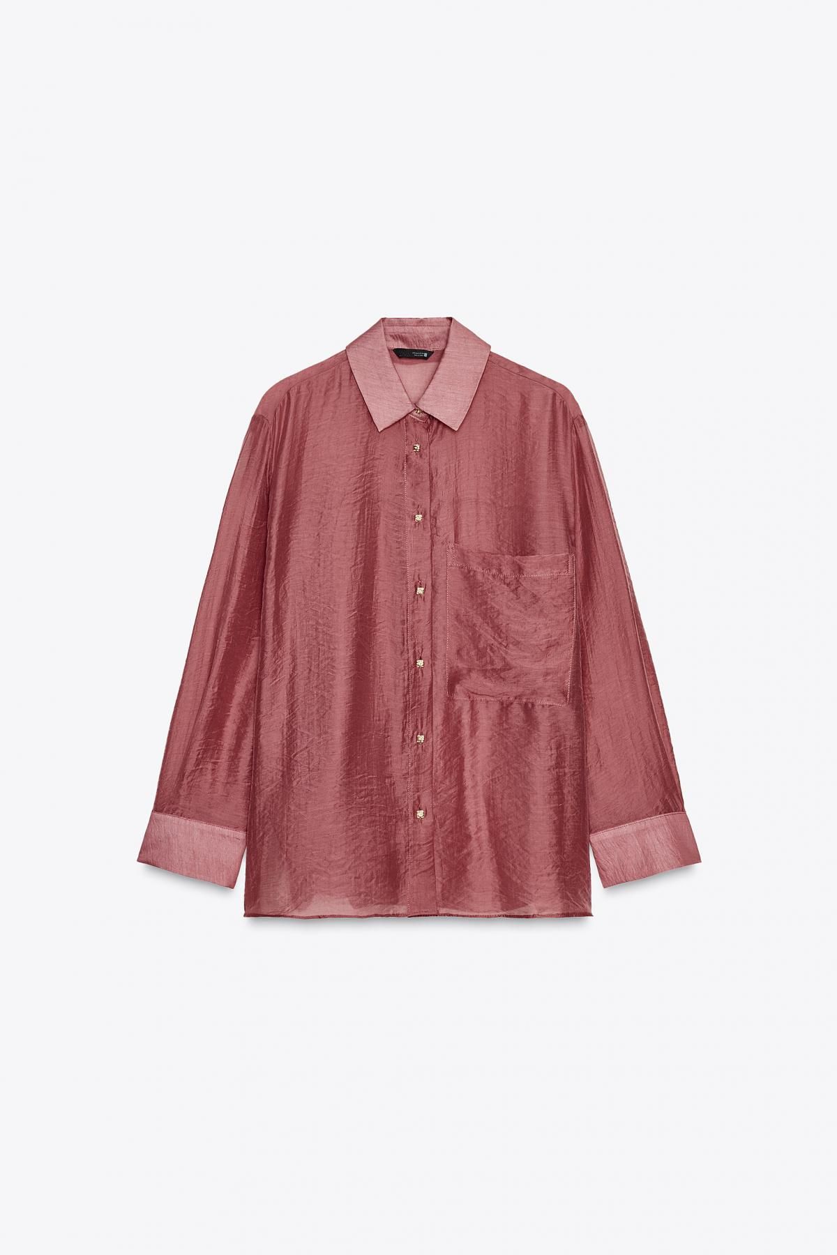 자라 크링클 세미시어 오버사이즈 롱 셔츠 3666/113 MARSALA - 메인 이미지