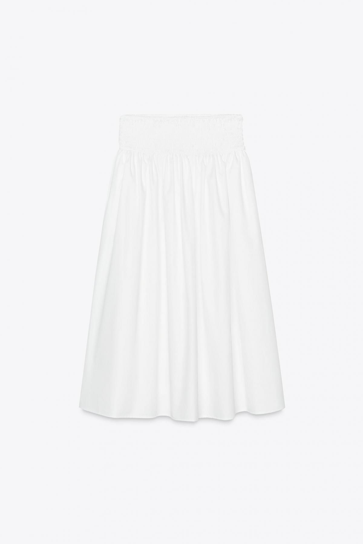 자라 미니멀 포플린 미디 스커트 5427/432 WHITE - 메인 이미지