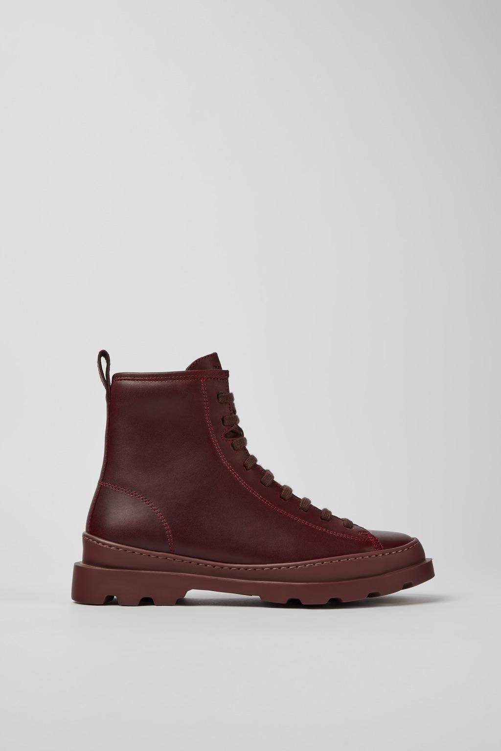 캠퍼 버건디 레더 앵클부츠 Brutus K400325-024 BURGUNDY - 메인 이미지