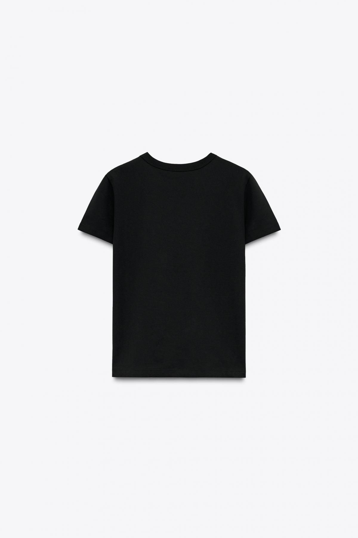 자라 블랙 인터록 레귤러핏 반팔 티셔츠 4174/378 BLACK - 상세 이미지 5