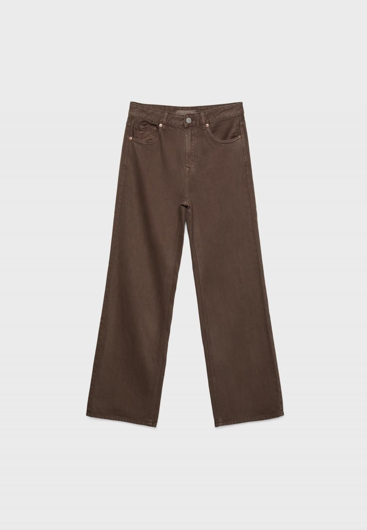 스트라디바리우스 하이웨이스트 와이드 스트레이트 데님 팬츠 브라운 4891/820 BROWN - 상세 이미지 3
