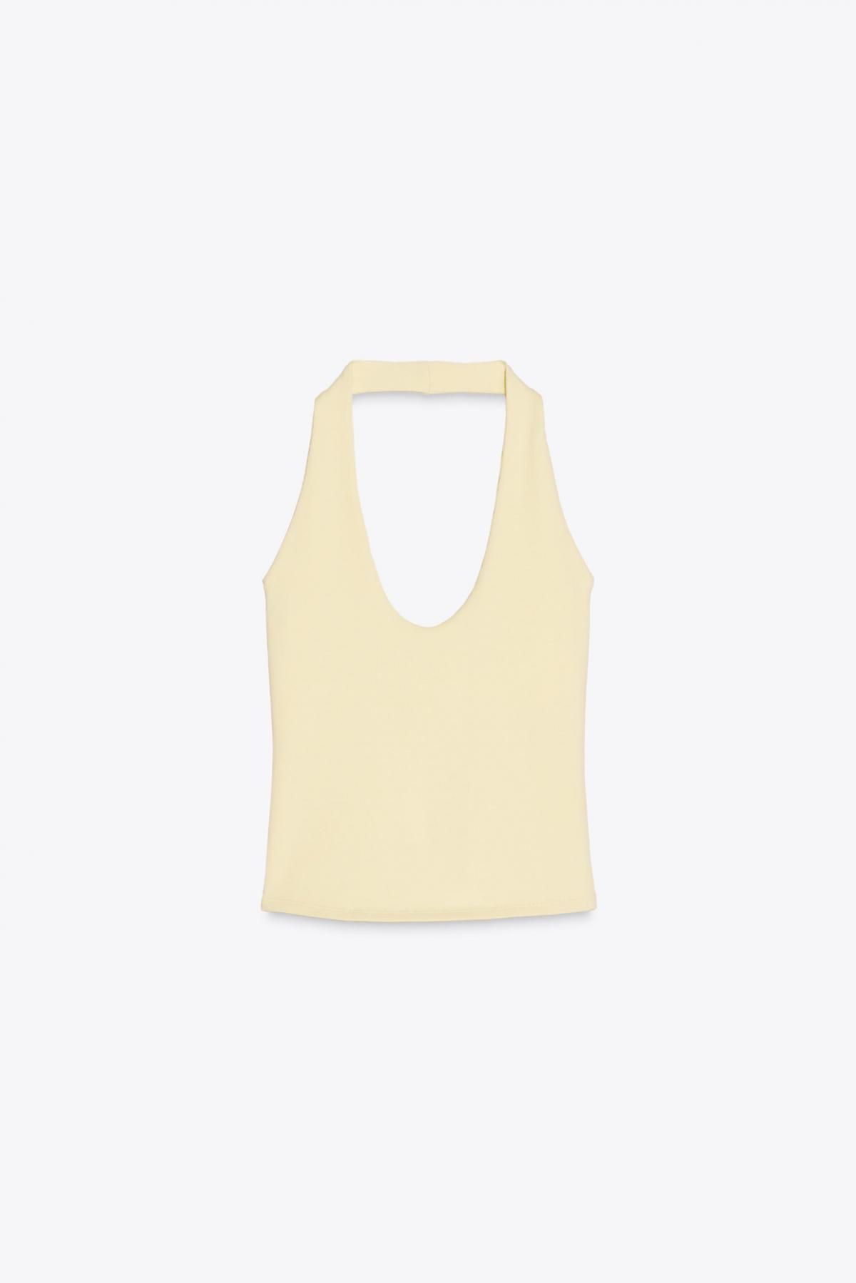 자라 슬림핏 라운드넥 홀터넥 민소매 탑 4424/308 YELLOW - 메인 이미지