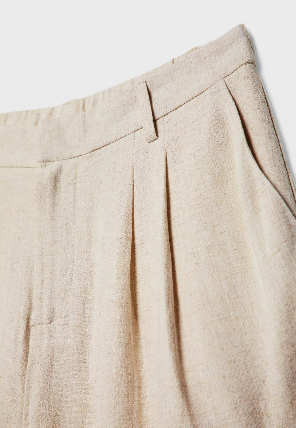 스트라디바리우스 린넨블렌드 플루이드 하이웨이스트 반바지 1396/559 STONE - 상세 이미지 3