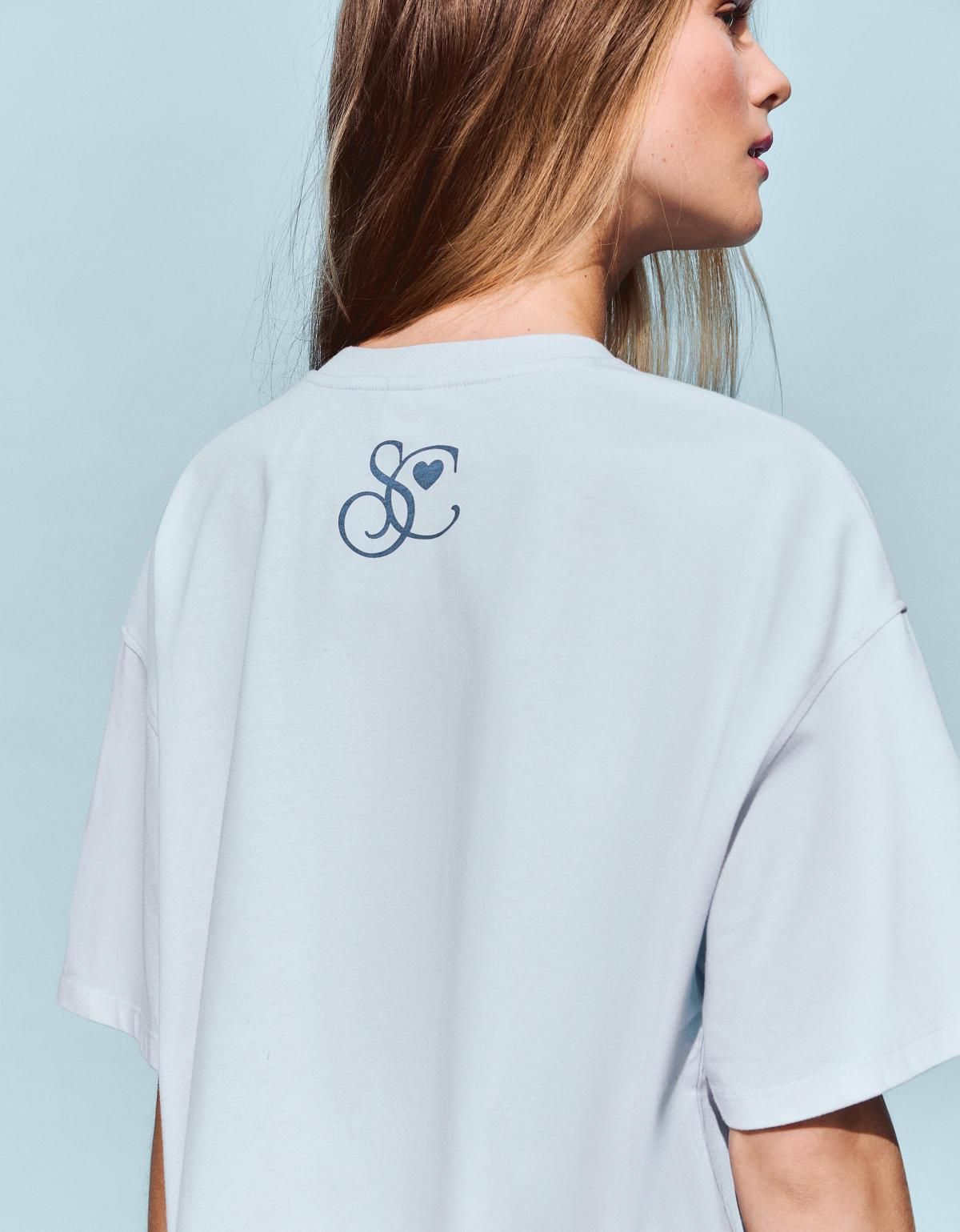 버쉬카 사브리나 카펜터 프린트 오버핏 반팔 티셔츠 2428/705 LIGHT BLUE - 상세 이미지 4