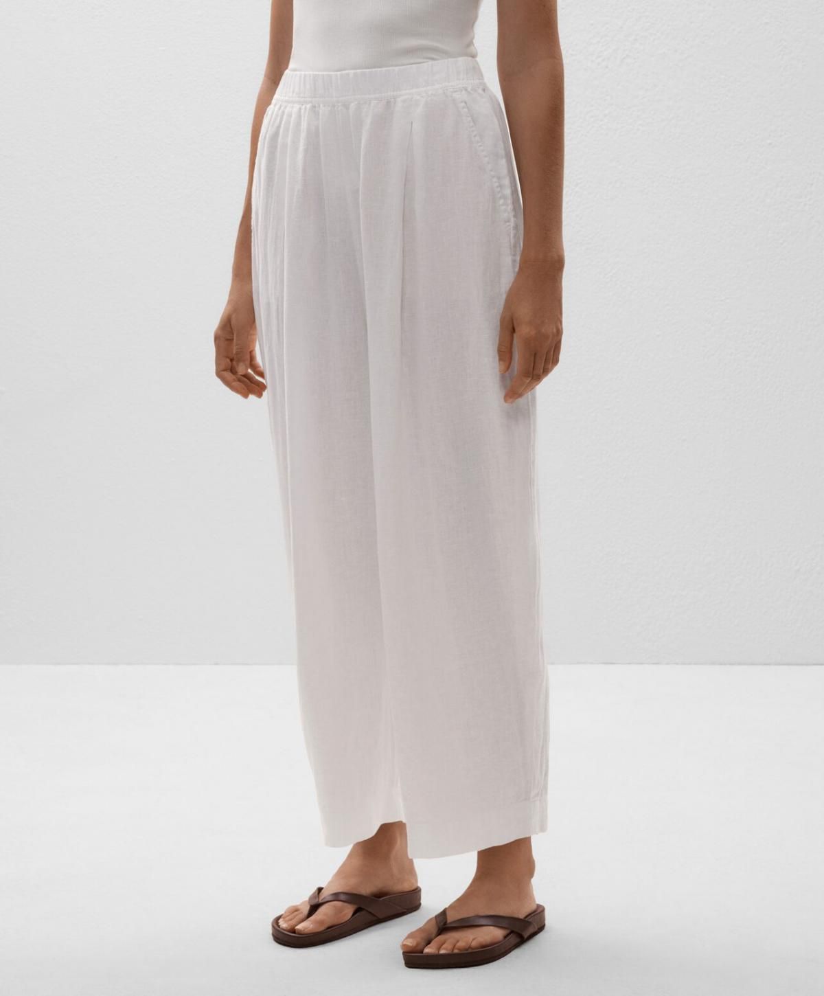 오이쇼 린넨 크롭 벌룬 와이드 팬츠 3324/873 WHITE - 상품 이미지