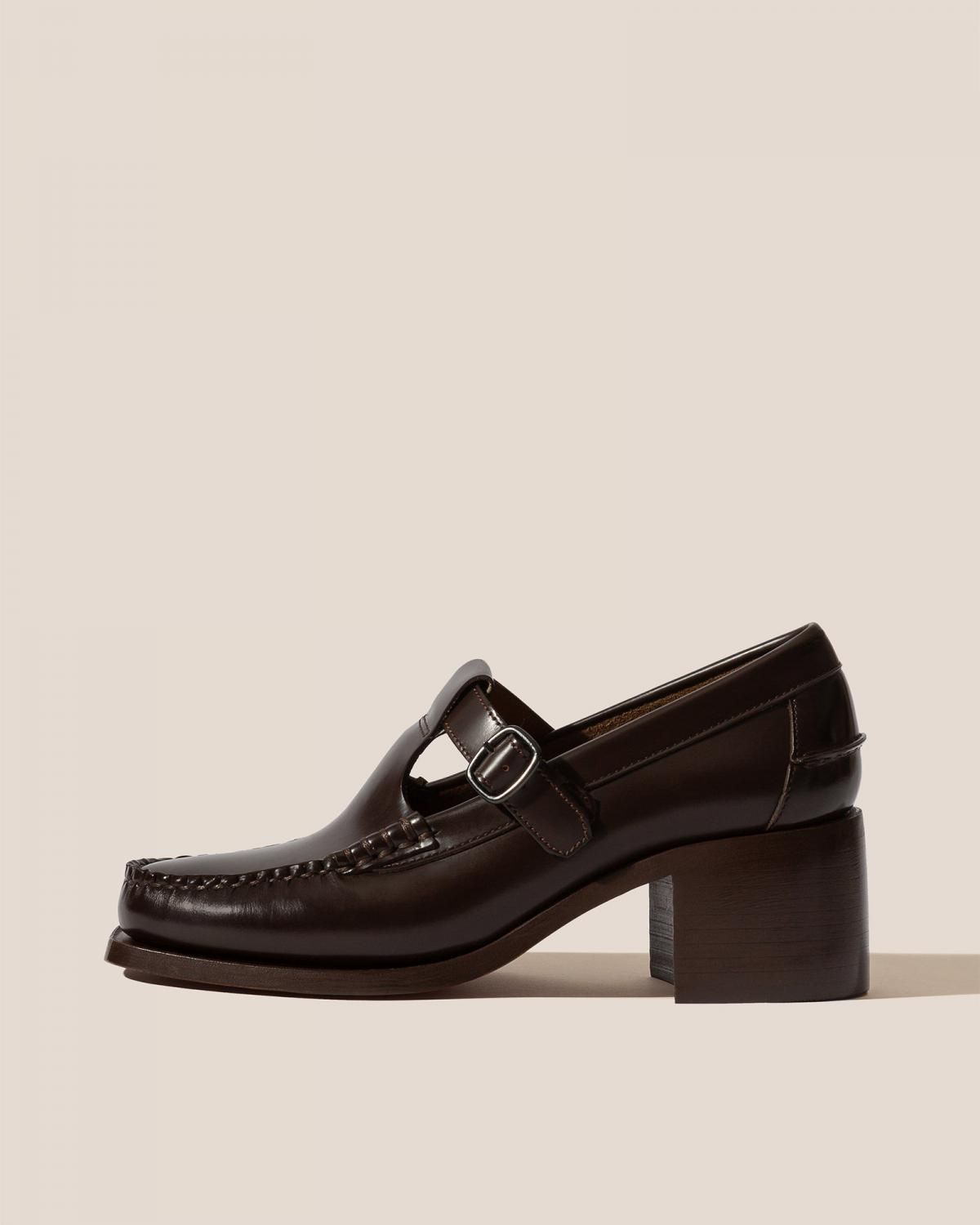 헤레우 ALBER 프리미엄 가죽 T바 힐 로퍼 7880541470936 DARK BROWN - 메인 이미지