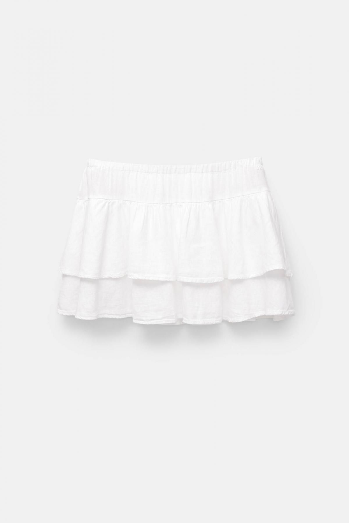 풀앤베어 러플 미니멀 린넨블렌드 미니 스커트 7400/320 WHITE - 메인 이미지
