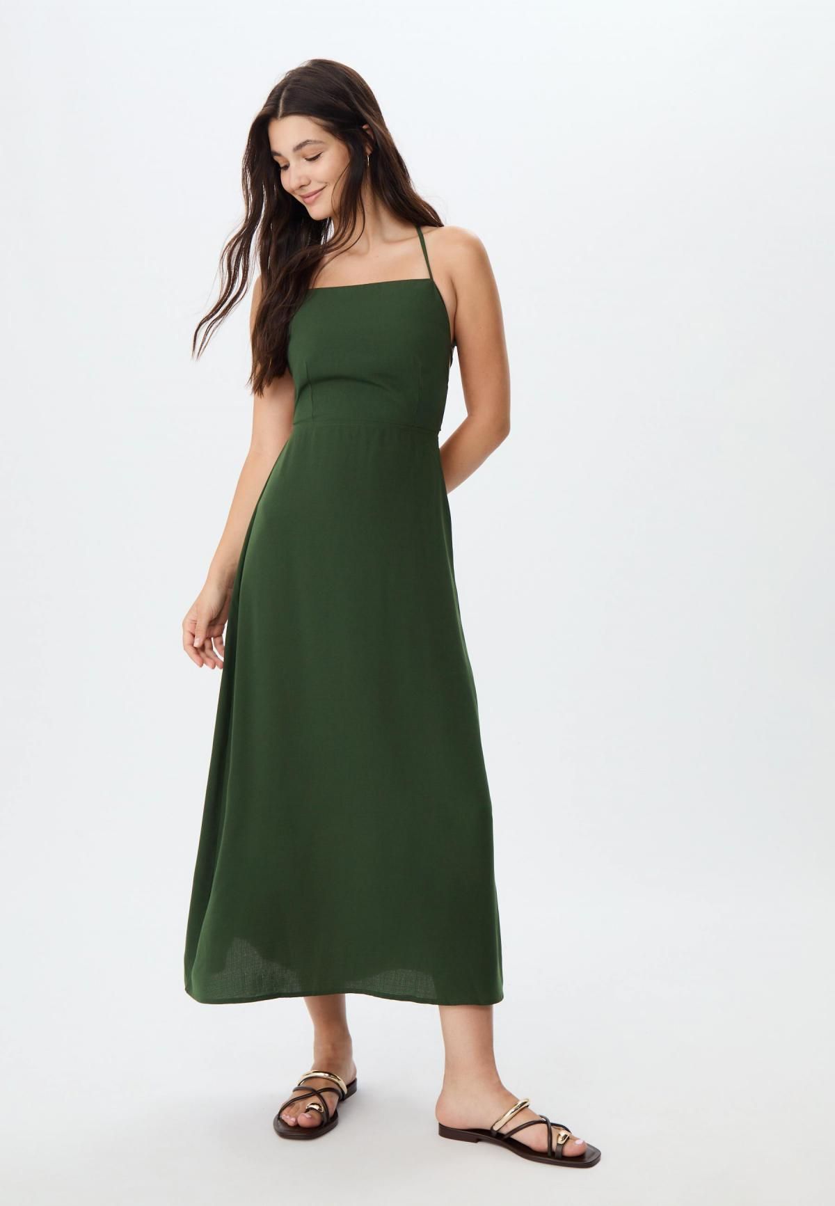 스트라디바리우스 스트랩 롱 오픈백 맥시 원피스 7233/831 GREEN - 상세 이미지 5