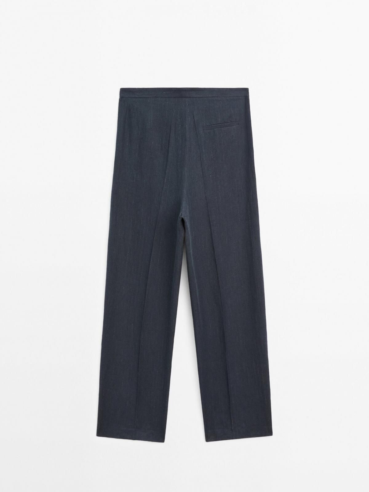 마시모두띠 테크니컬 린넨 핀스트라이프 정장 팬츠 5057/671 NAVY BLUE - 상세 이미지 5