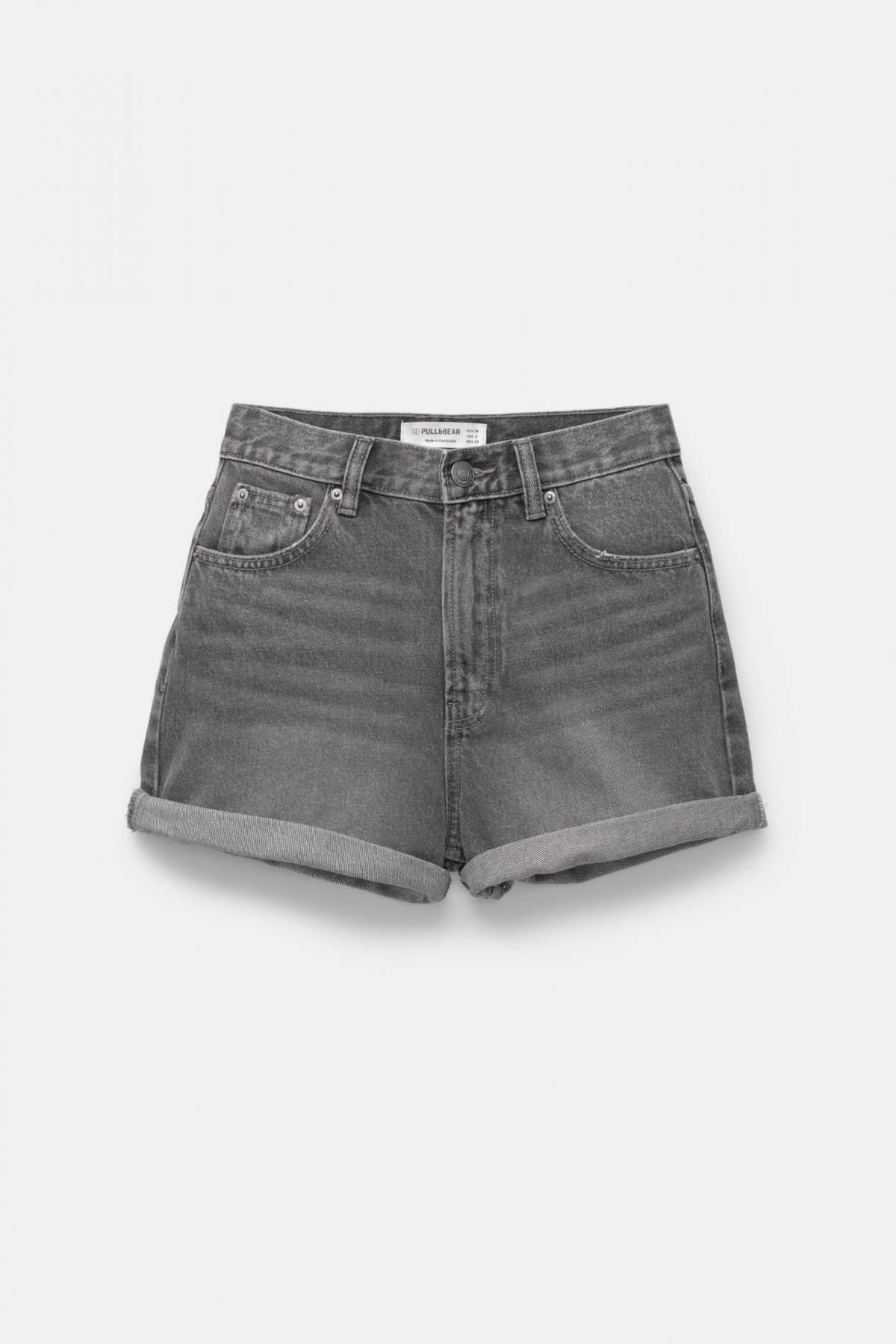 풀앤베어 빈티지 그레이 데님 턴업 맘핏 반바지 3697/302 GREY - 상품 이미지
