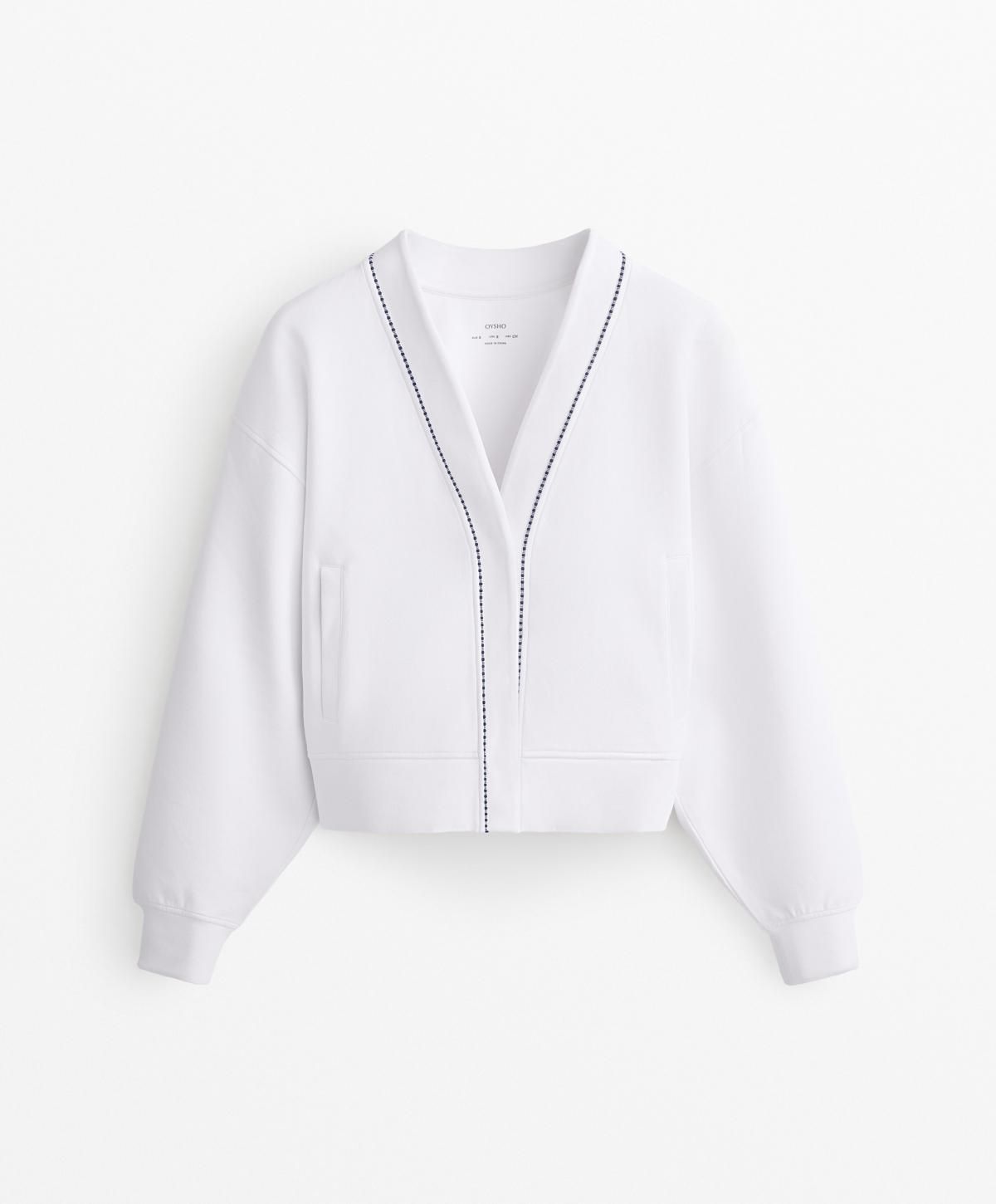 오이쇼 헤비웨이트 코튼 블렌드 피케 가디건 3032/623 WHITE - 상품 이미지