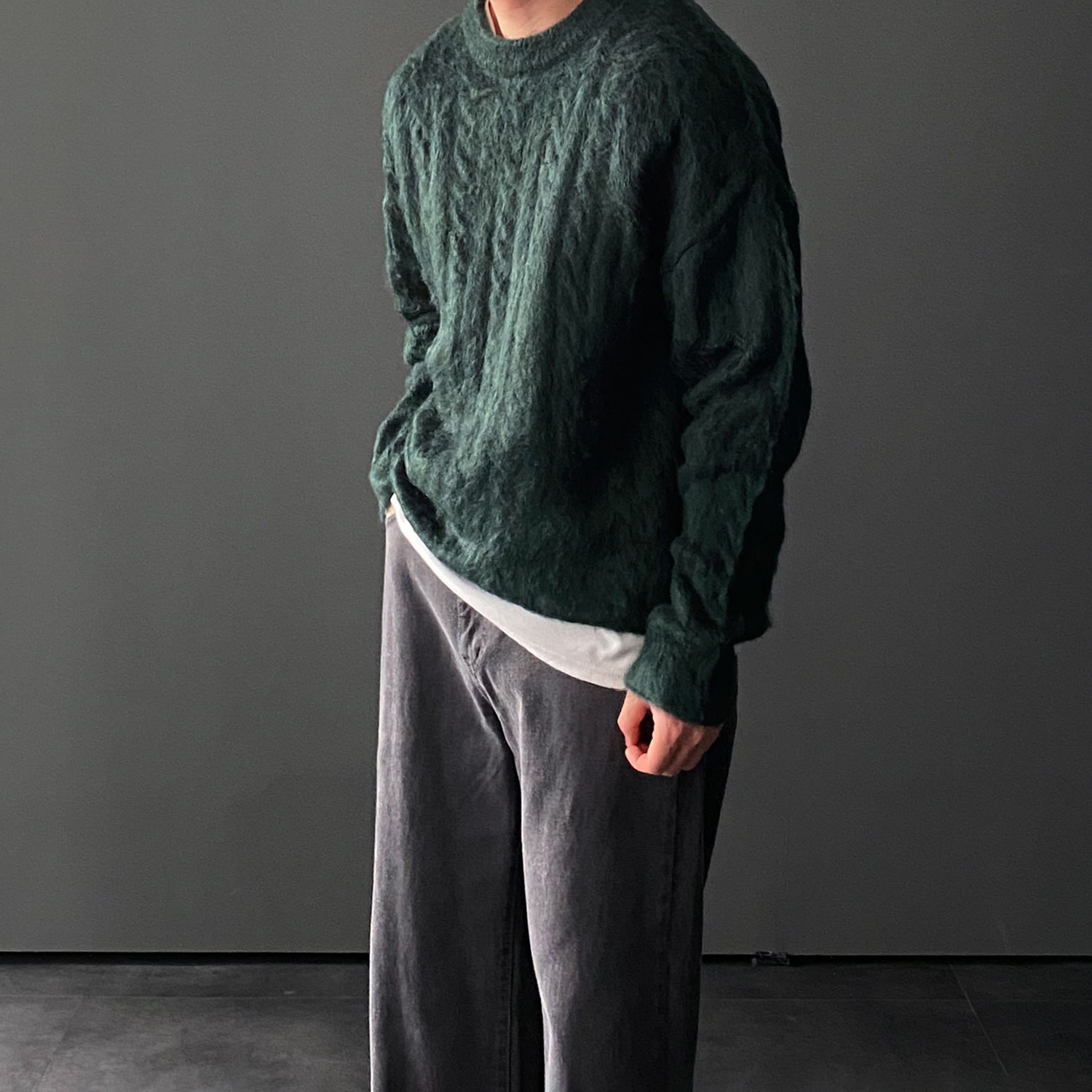 남자꽈배기니트 남자오버핏니트 남성앙고라스웨터 - 상세 이미지 4