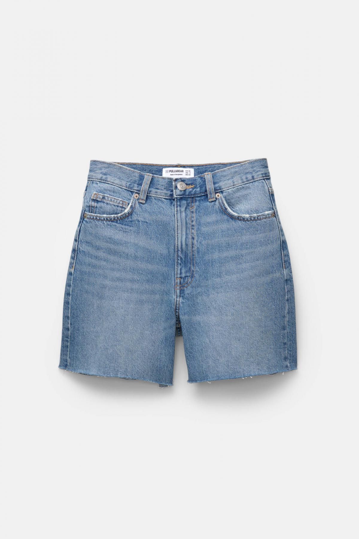 풀앤베어 하이웨이스트 데님 버뮤다 쇼츠 3697/303 MEDIUM BLUE - 상품 이미지