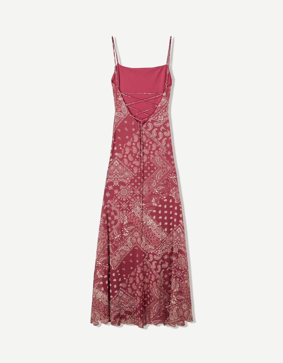 버쉬카 페미닌 프린트 튤 미디 원피스 5590/113 BURGUNDY - 상세 이미지 2