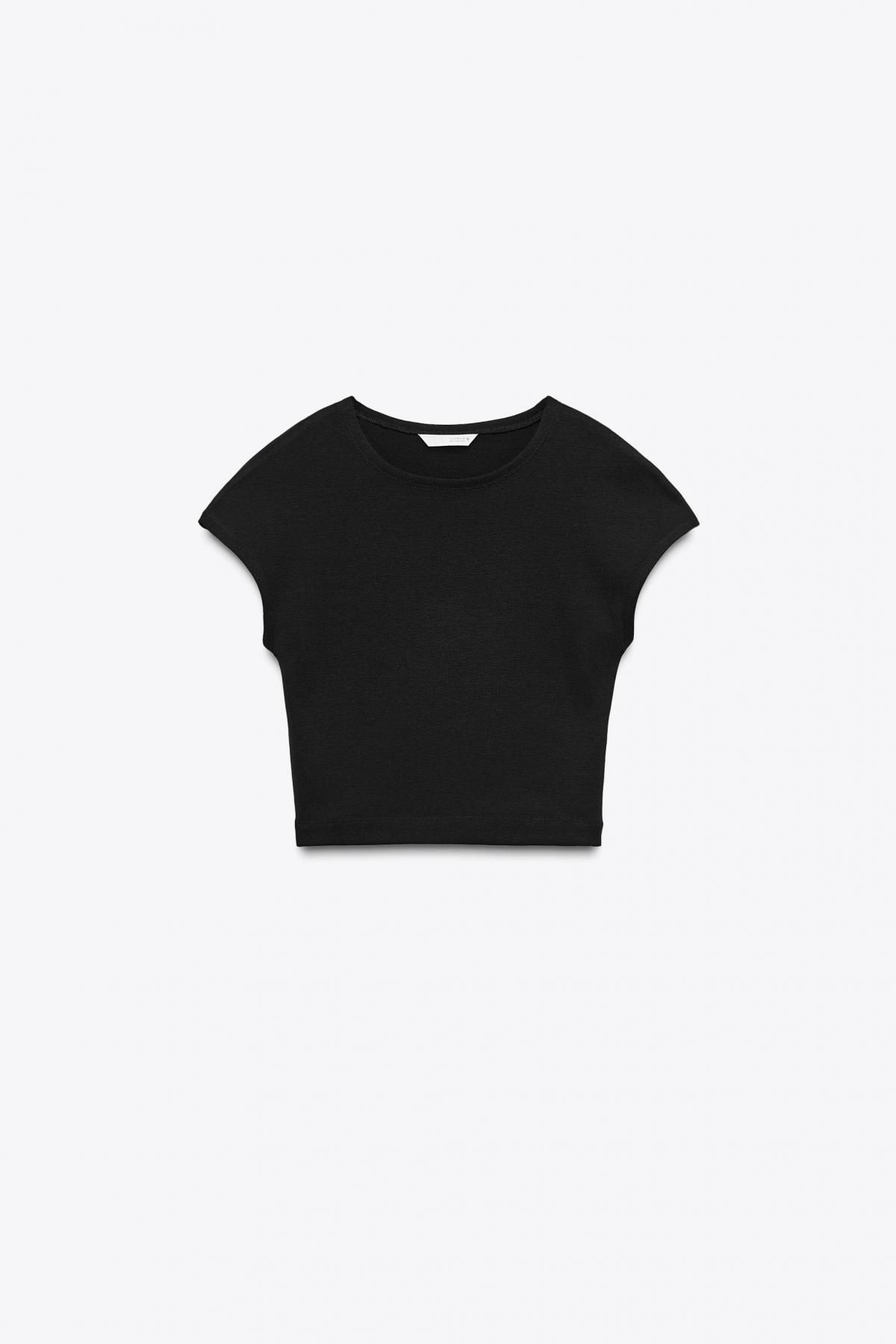 자라 코튼 모달 크롭 티셔츠 3641/309 BLACK - 메인 이미지