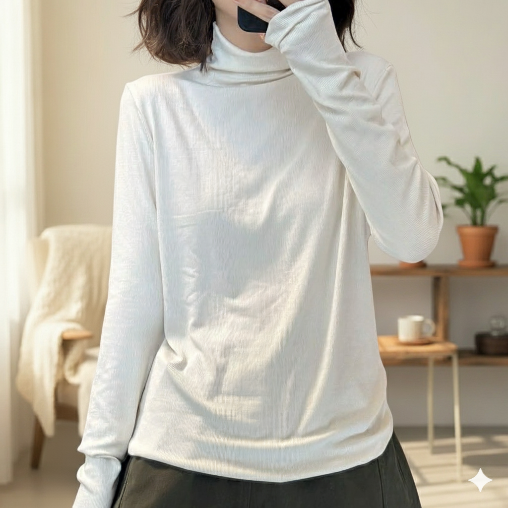 여성폴라티 순면 스판 가을 겨울 반목 이너티 - 상세 이미지 3