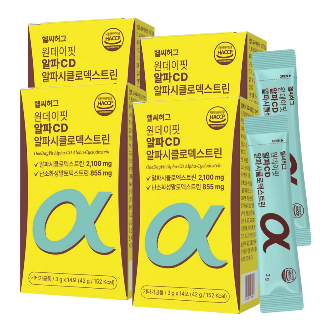 헬씨허그 원데이핏 알파CD 알파시클로덱스트린 난소화성말토덱스트린 식이섬유 14포, 4개 - 상품 이미지