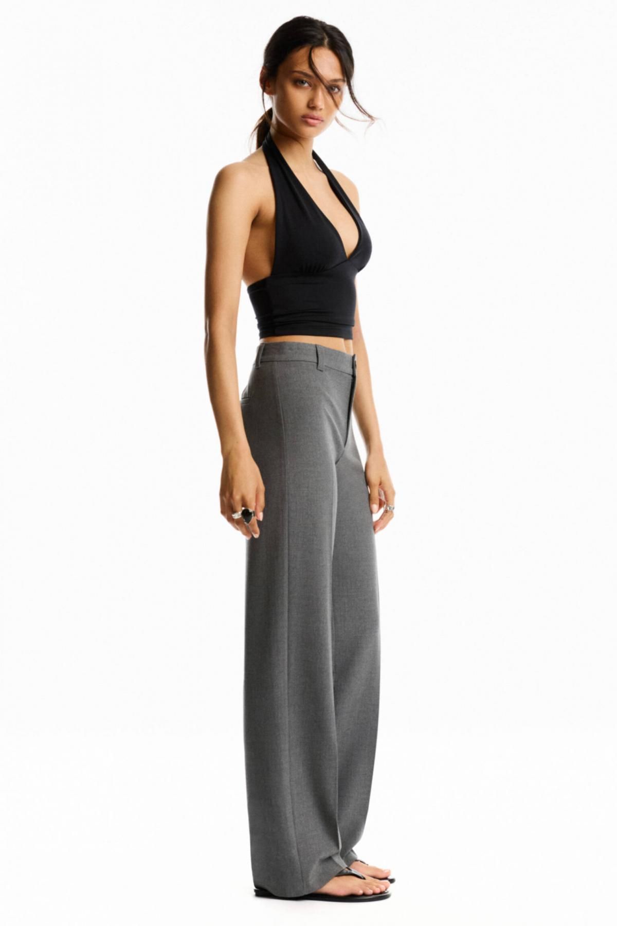 풀앤베어 스마트 하이웨이스트 스트레이트 슬랙스 팬츠 3680/349 GREY - 상세 이미지 2