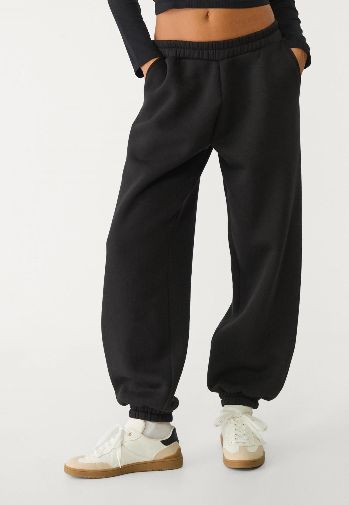 스트라디바리우스 플러시 밴딩 보이프렌드 조거 팬츠 8748/597 BLACK - 상품 이미지