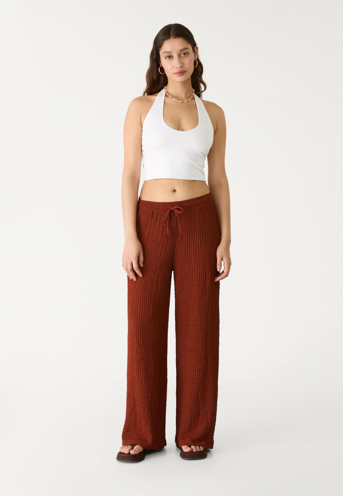 스트라디바리우스 텍스처 스트레치 와이드 팬츠 1235/638 RUSSET - 상세 이미지 2