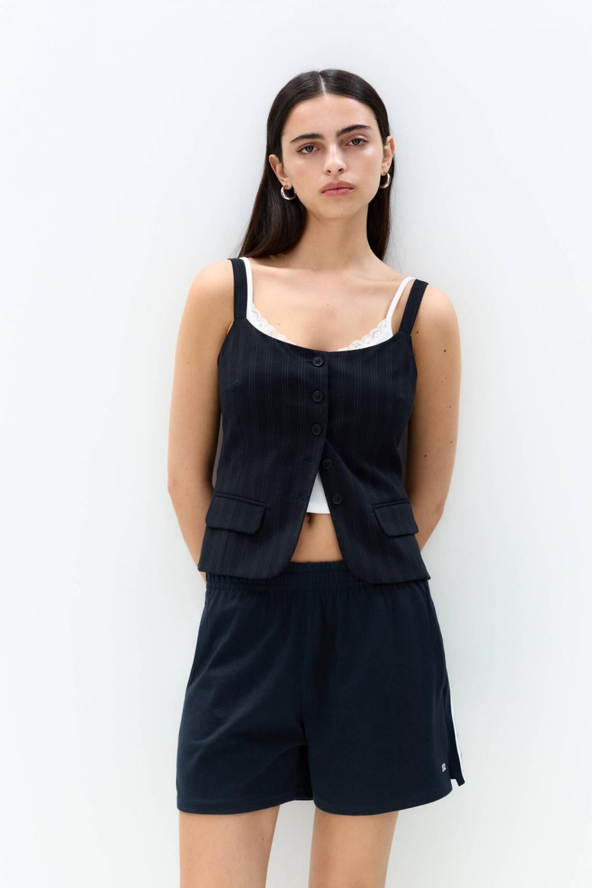 풀앤베어 테크니컬 사이드스트라이프 트랙쇼츠 7696/304 NAVY - 상품 이미지