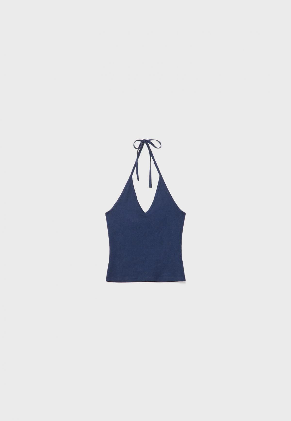 스트라디바리우스 베이직 브이넥 홀터넥 민소매 탑 7658/235 NAVY BLUE - 메인 이미지