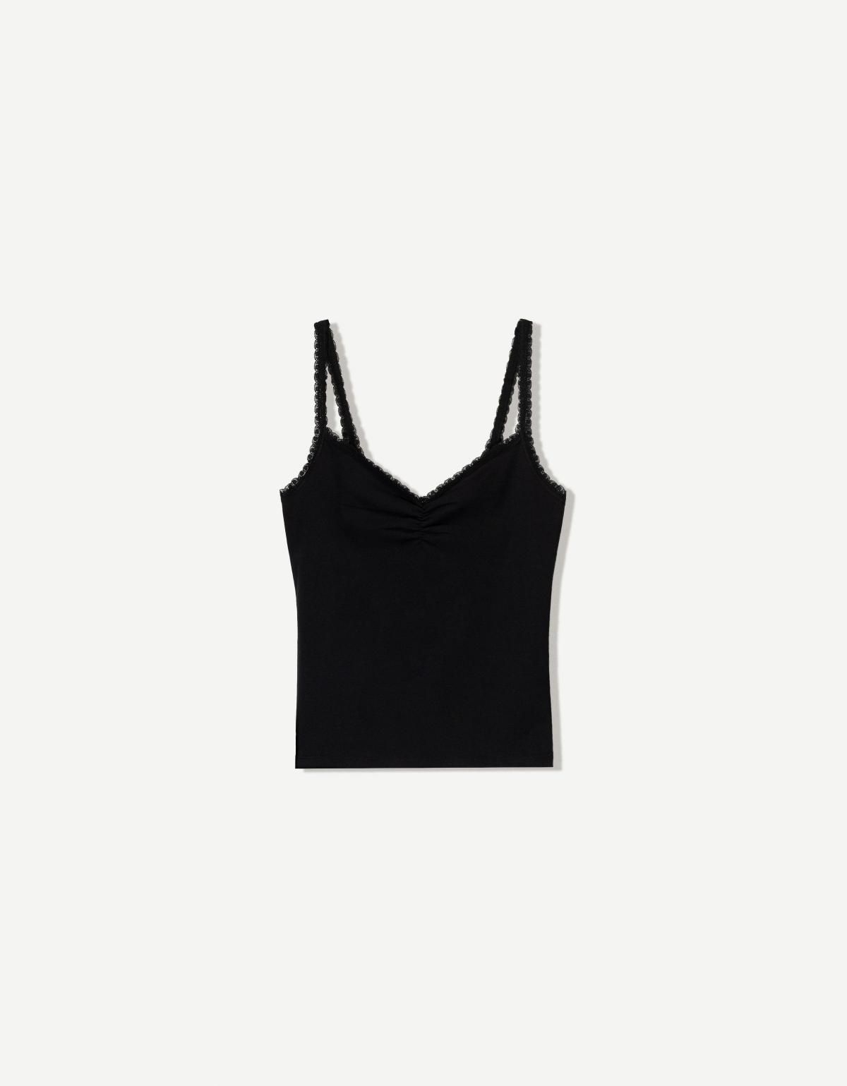 버쉬카 레이스 스트랩 탑 3942/443 BLACK - 상품 이미지