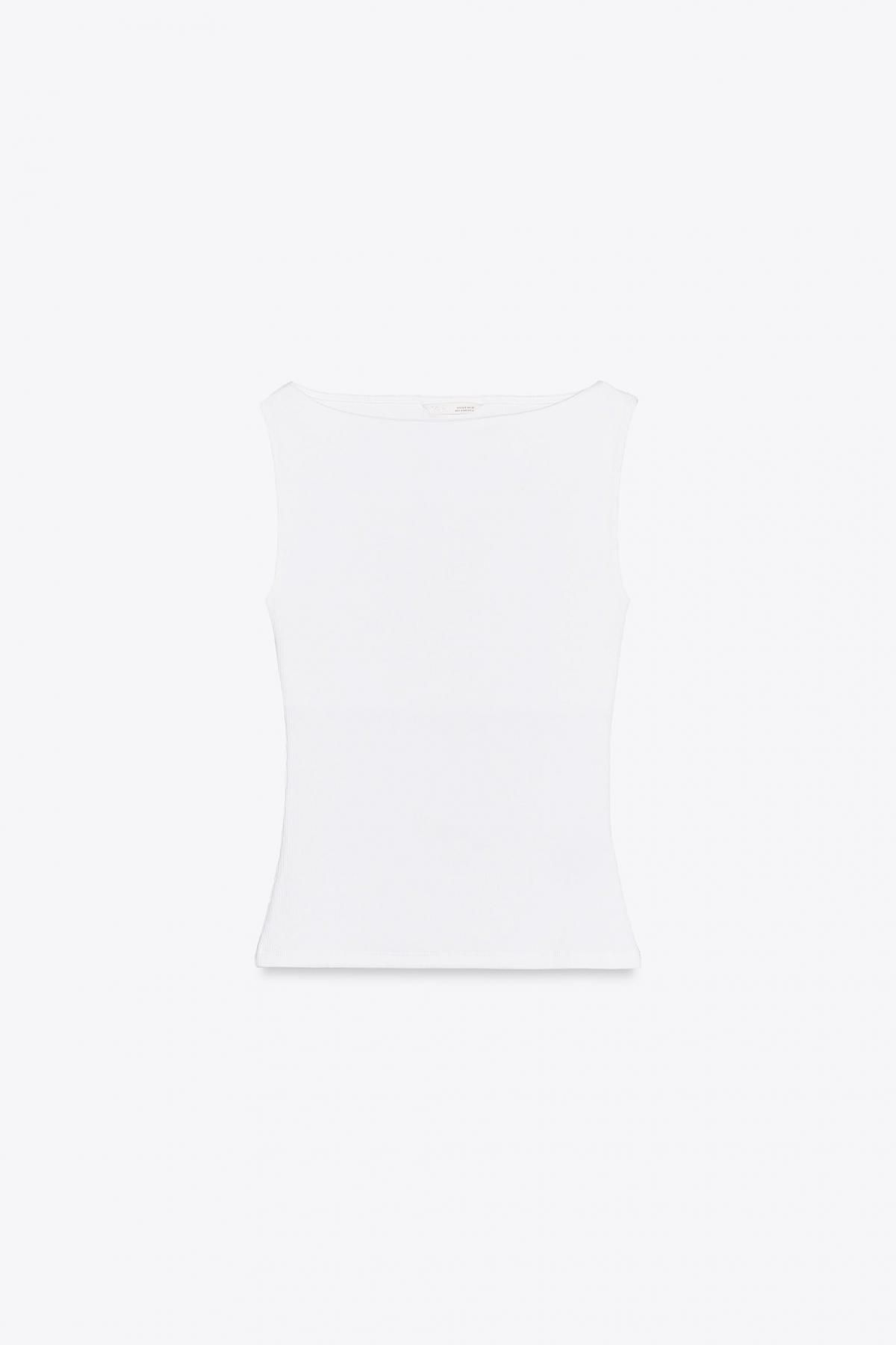 자라 슬림핏 골지 탑 1044/152 WHITE - 메인 이미지