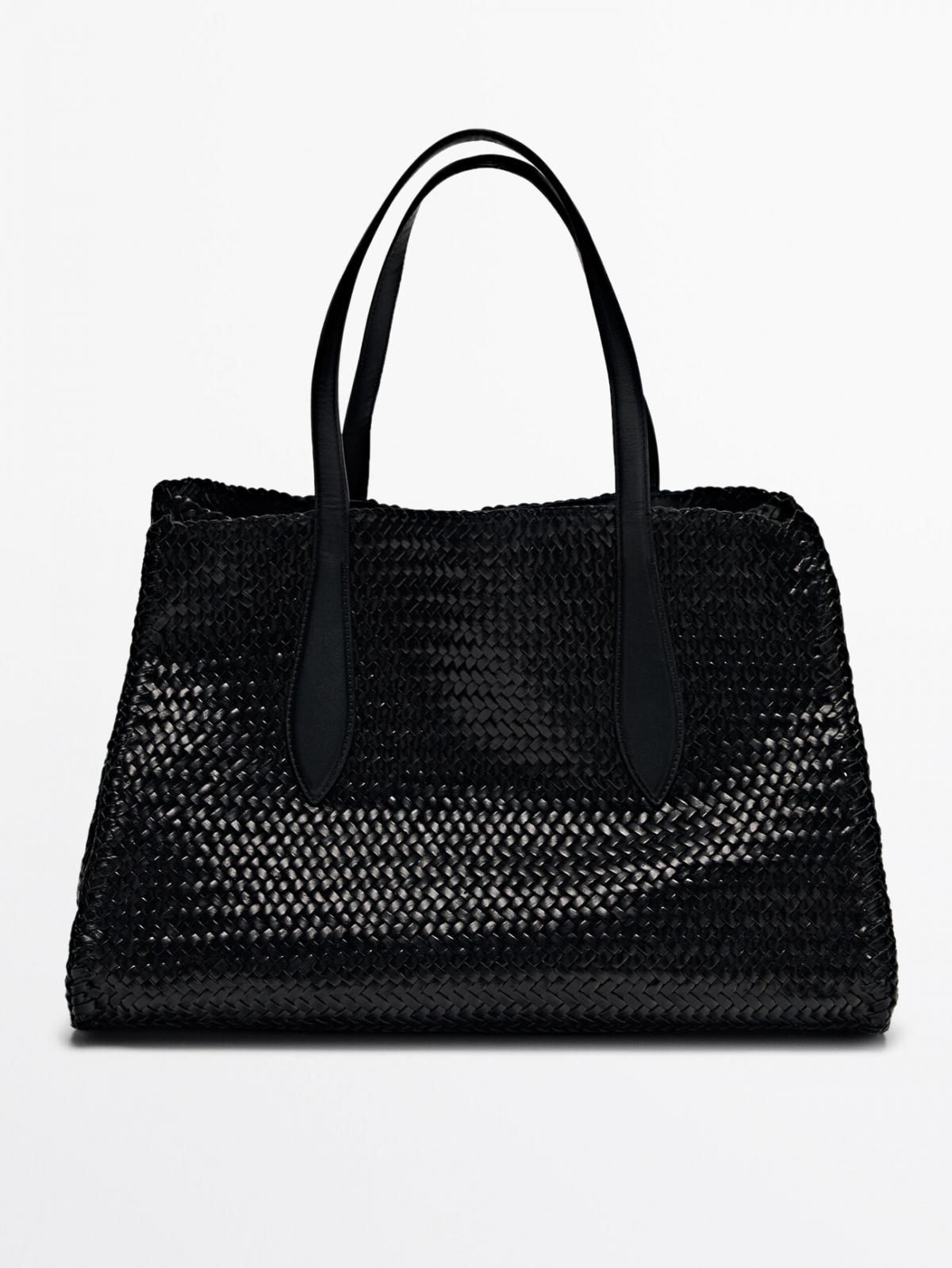마시모두띠 브레이드 나파 가죽 사첼백 토트 숄더백 6924/604 BLACK - 상품 이미지