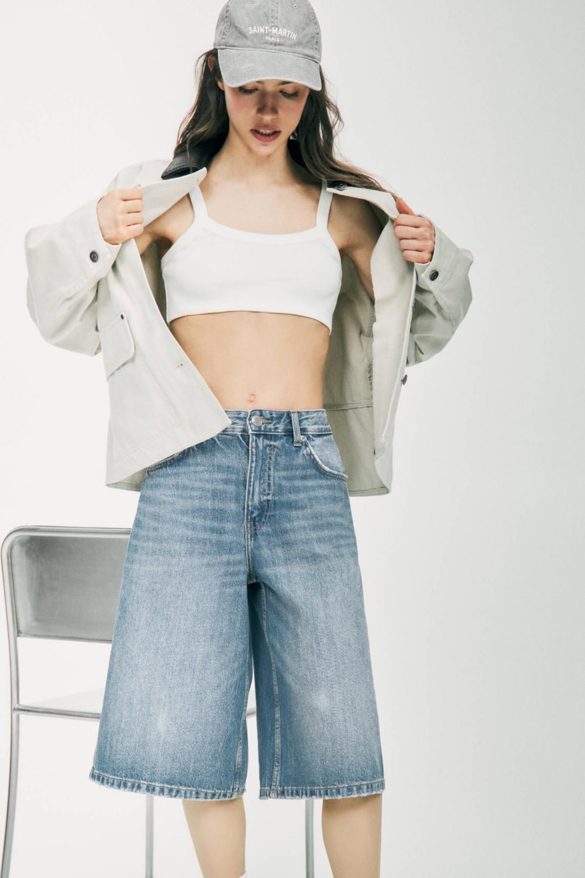 풀앤베어 Y2K 로우라이즈 데님 버뮤다 조트 3689/345 MEDIUM BLUE - 상세 이미지 2