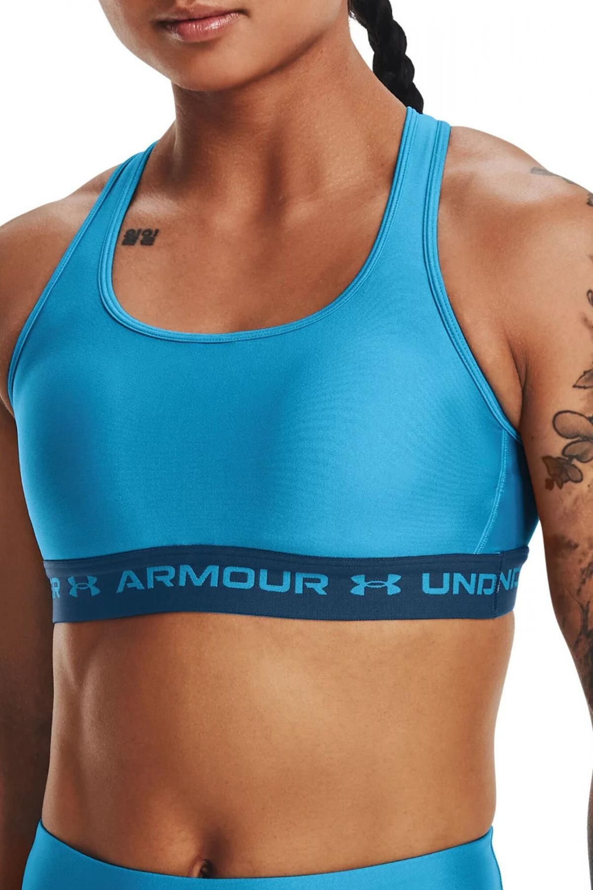 언더아머 테크니컬 크로스백 스포츠 브라 UA Crossback Mid 4232458 AZUL - 메인 이미지