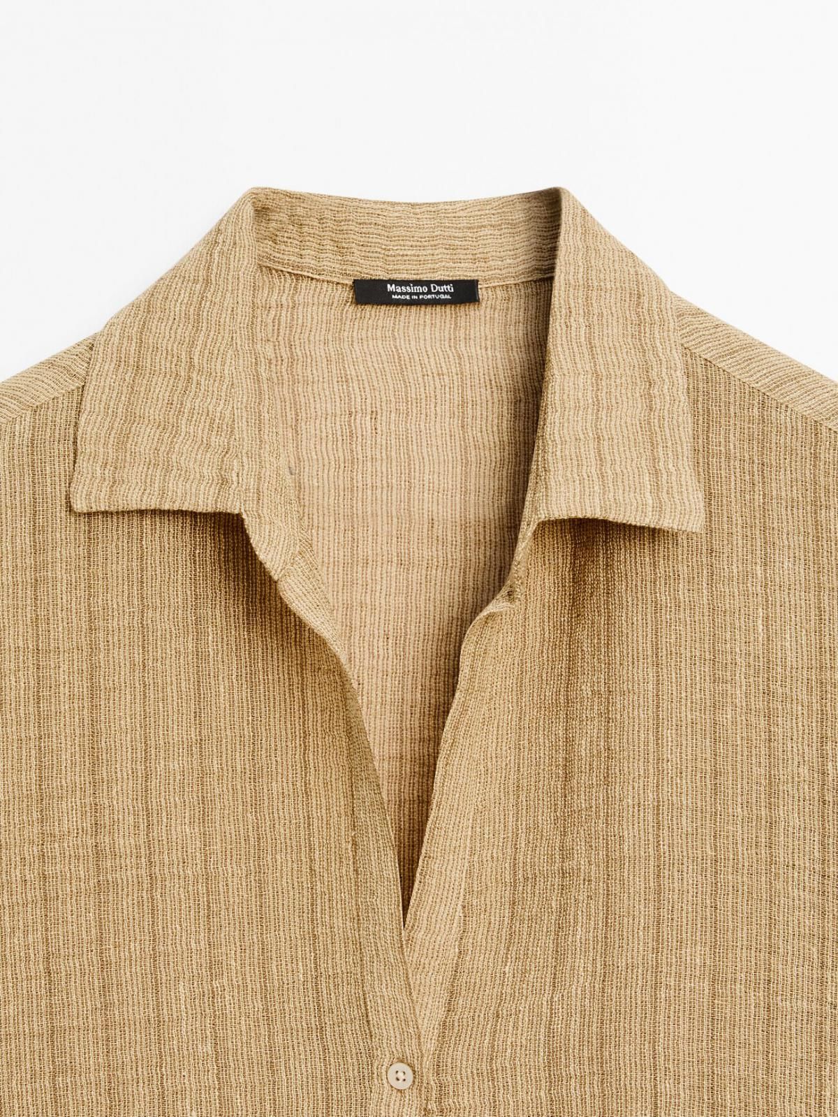 마시모두띠 린넨블렌드 내추럴 오픈폴로카라 블라우스 5111/712 MUSTARD YELLOW - 상세 이미지 2