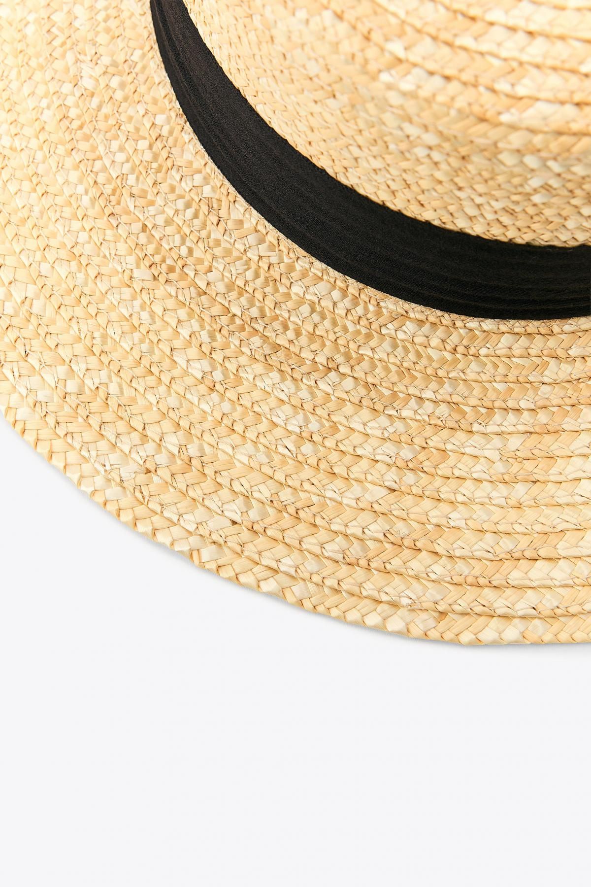 자라 내추럴 와이드브림 스트로우햇 배색밴드 0653/209 LIGHT BEIGE - 상세 이미지 4