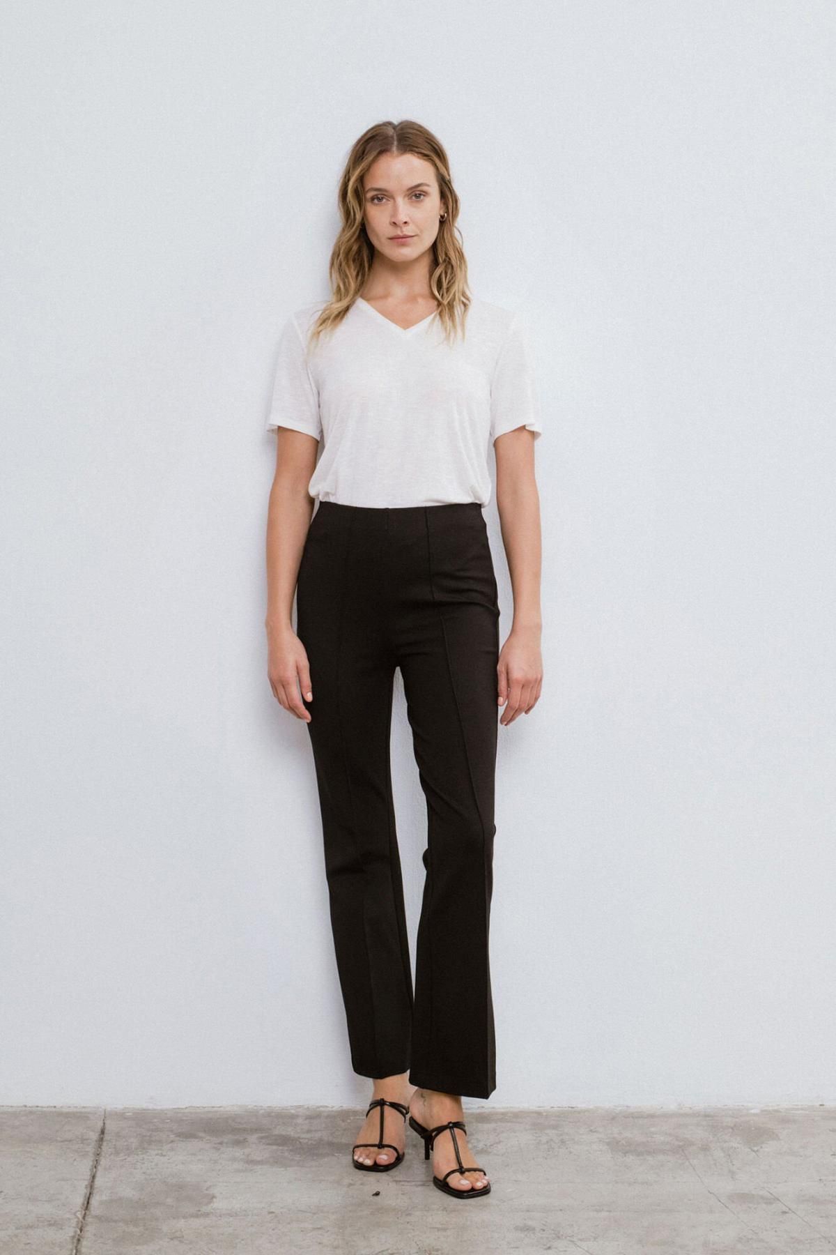 빌라 하이웨이스트 슬림핏 부츠컷 팬츠 6398223 NEGRO - 상세 이미지 2