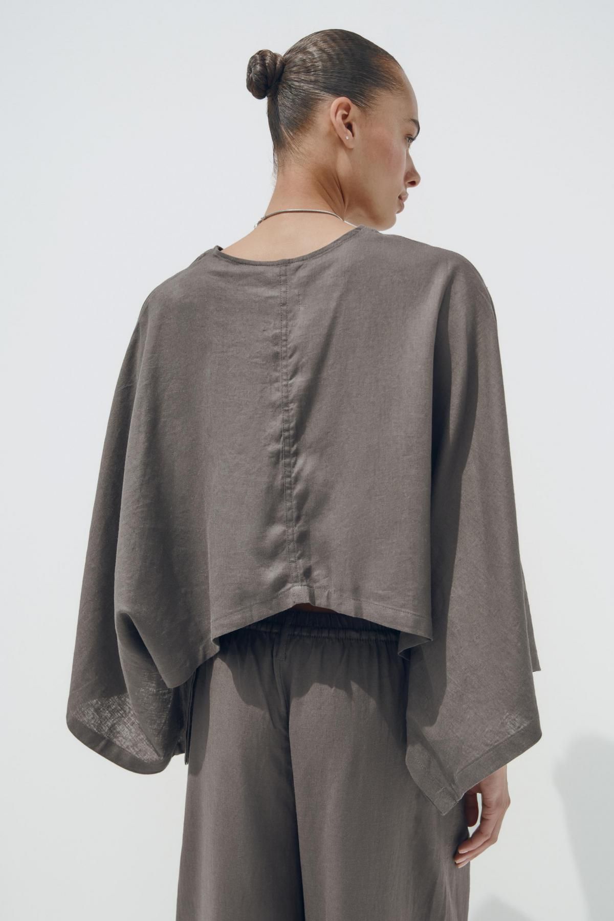 자라 모던 린넨 블렌드 비대칭 케이프 기모노 5427/871 DARK GREY - 상세 이미지 5