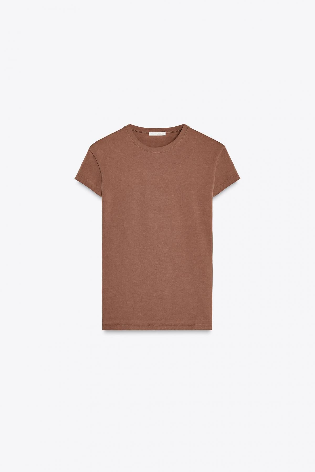 자라 슬림핏 반팔 티셔츠 4174/325 BROWN - 메인 이미지