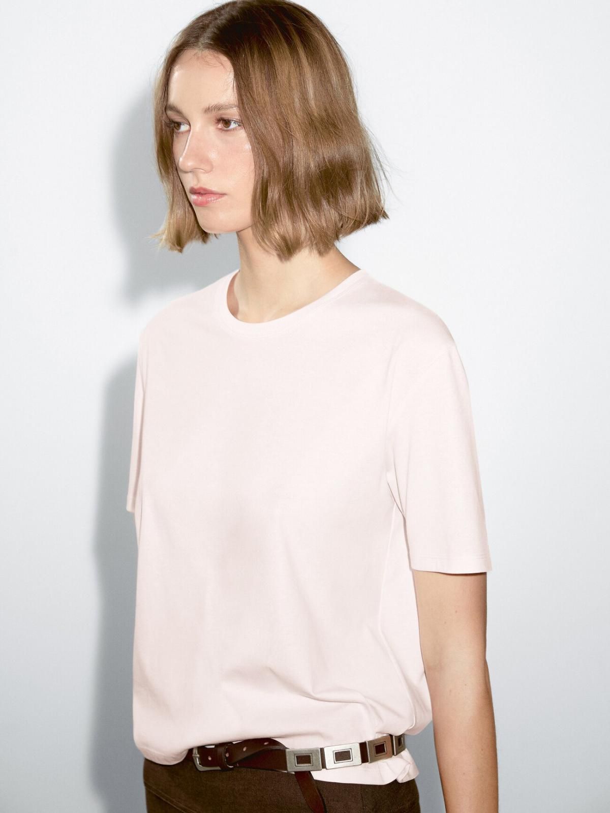 마시모두띠 베이직 박시핏 100 코튼 반팔 티셔츠 6802/206 PASTEL PINK - 상세 이미지 4