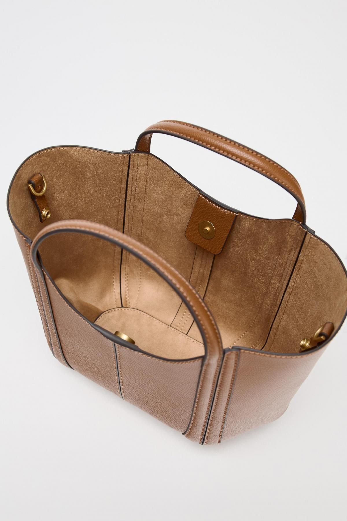 자라 미니멀 스티치 토트백 브라운 6332/510 DARK TAN - 상세 이미지 5