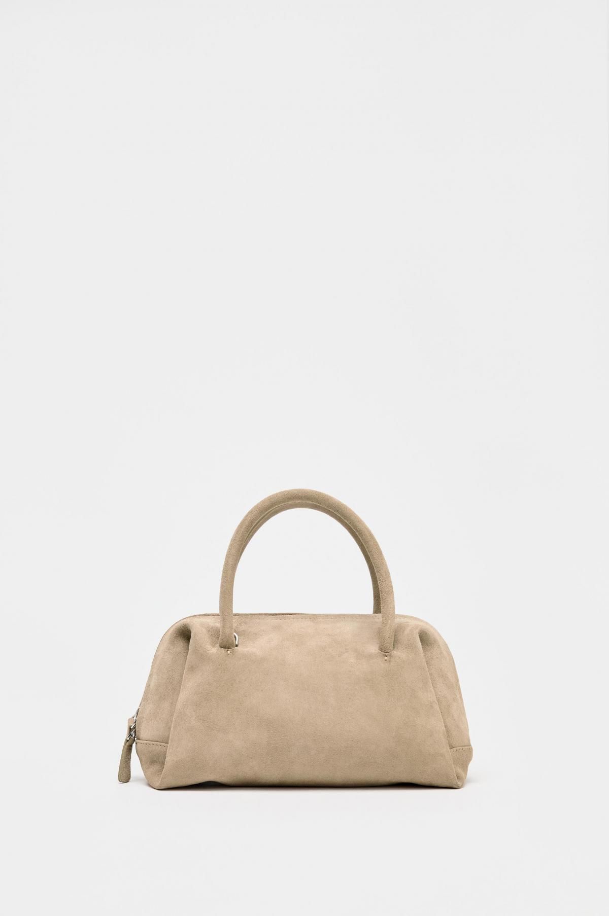 자라 스웨이드 베이직 토트 SPLIT SUEDE BOWLING BAG 6552/610 ECRU - 메인 이미지