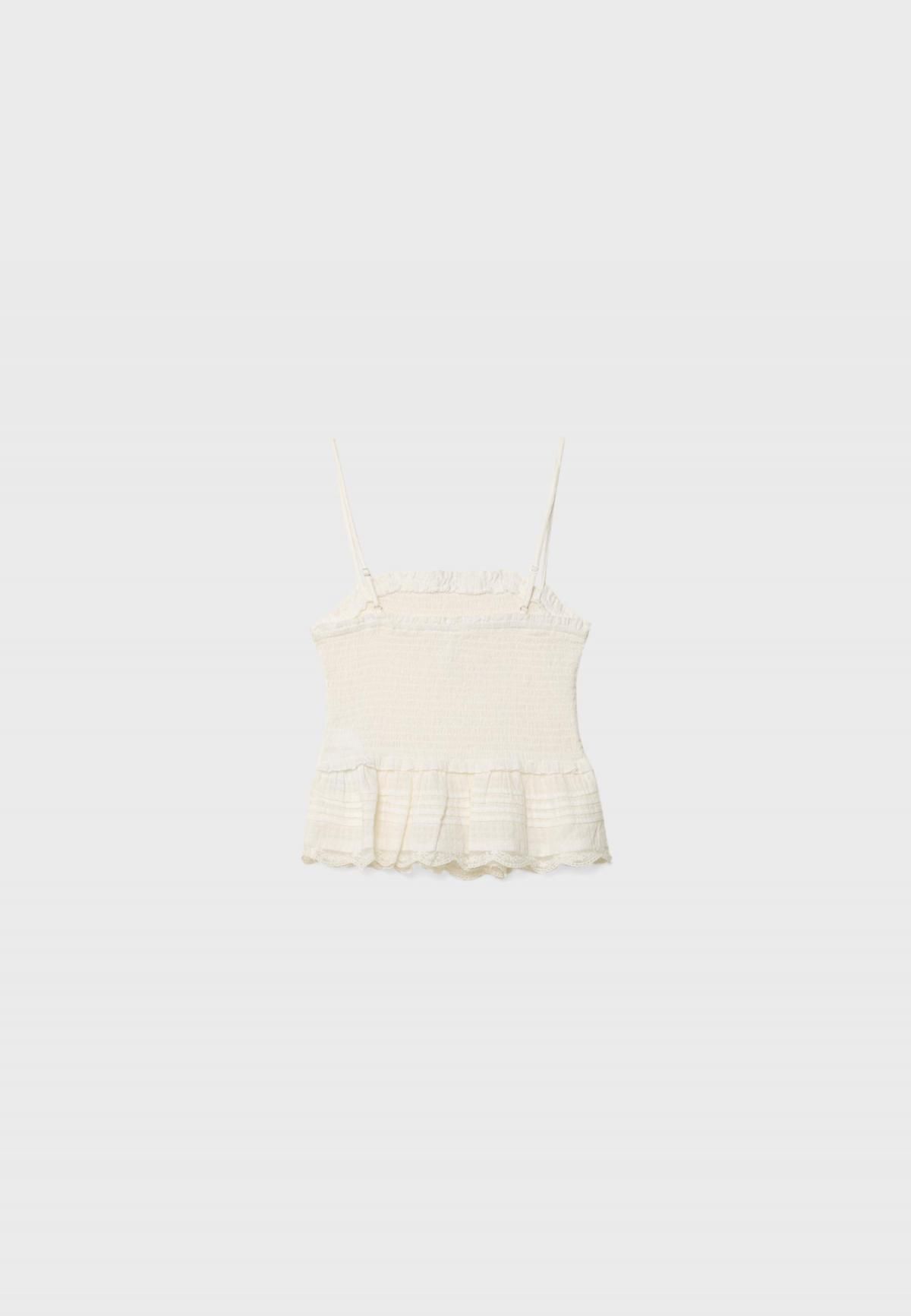 스트라디바리우스 러플 민소매 슬림핏 스트랩 탑 2251/583 WHITE - 상품 이미지
